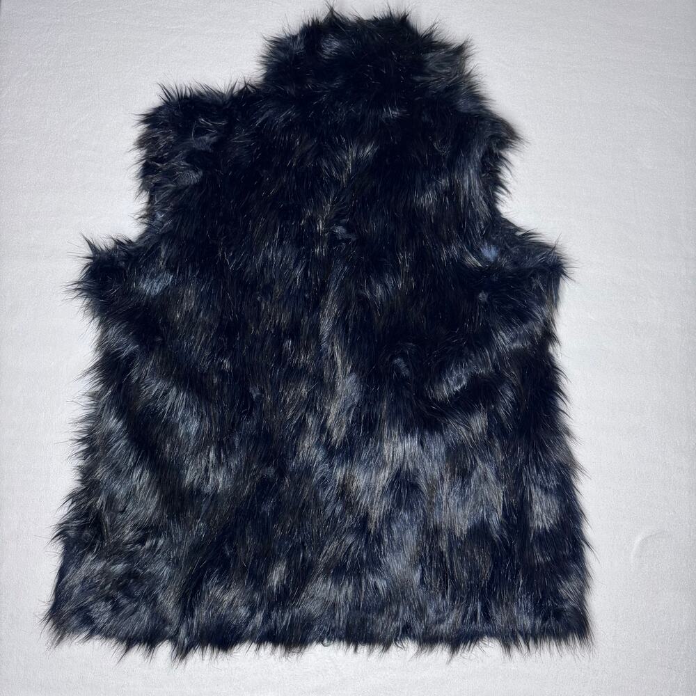 Black Furry Sleeveless Vest Plus Size